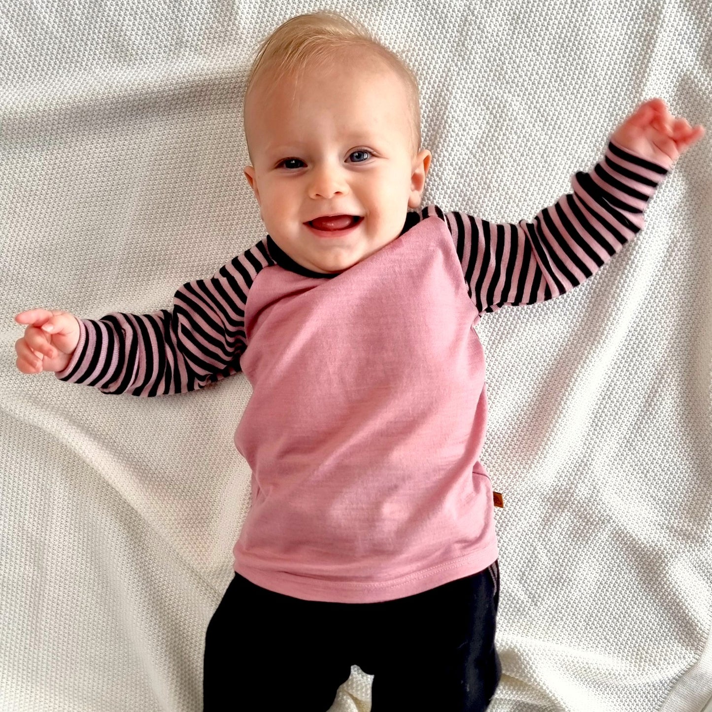 Merino Striped Raglan Long Sleeve Top