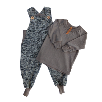 Merino Coloured Dungaree with Raglan Long Sleeve Combo