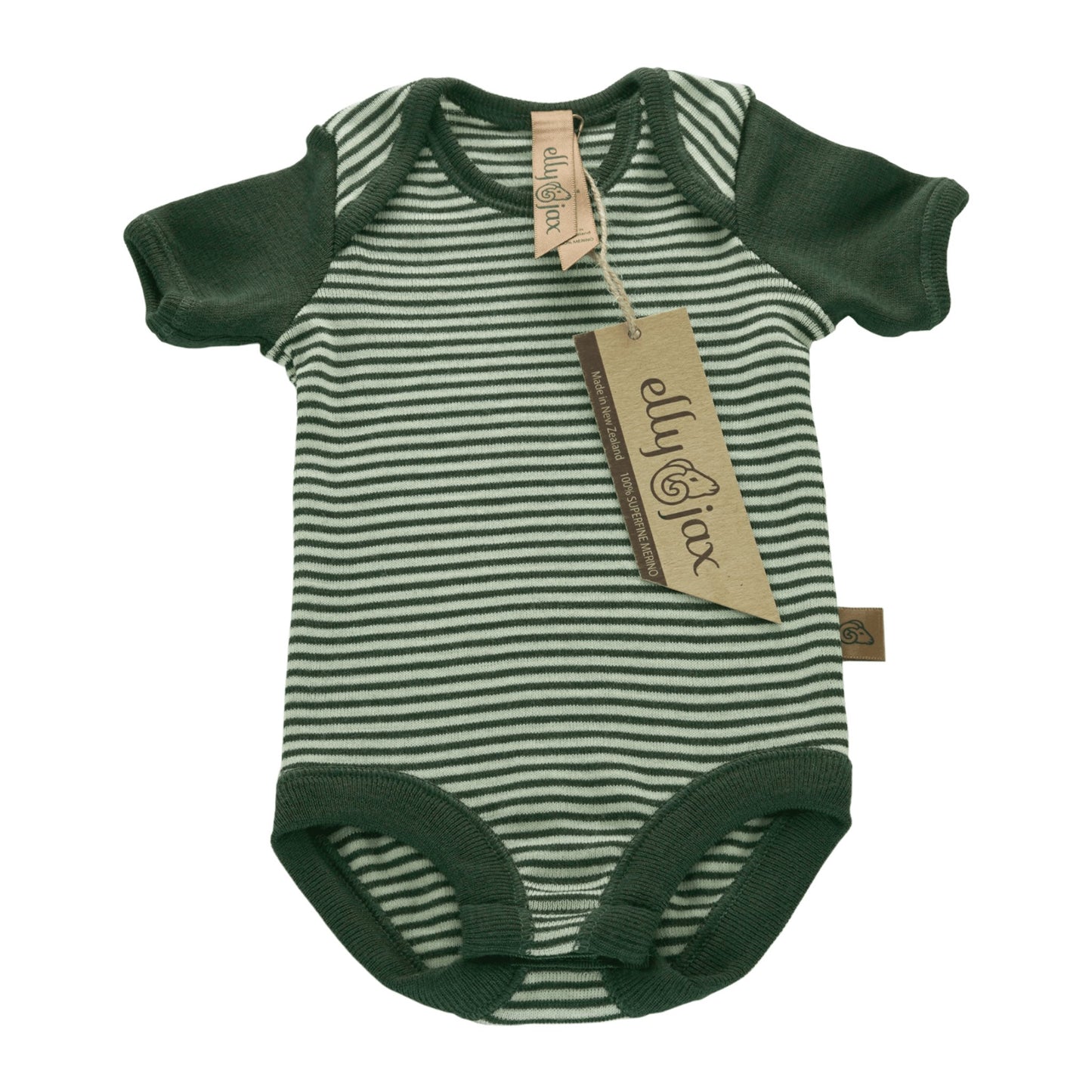 ellyjax - Merino babywear_Short Sleeve Bodysuit Striped